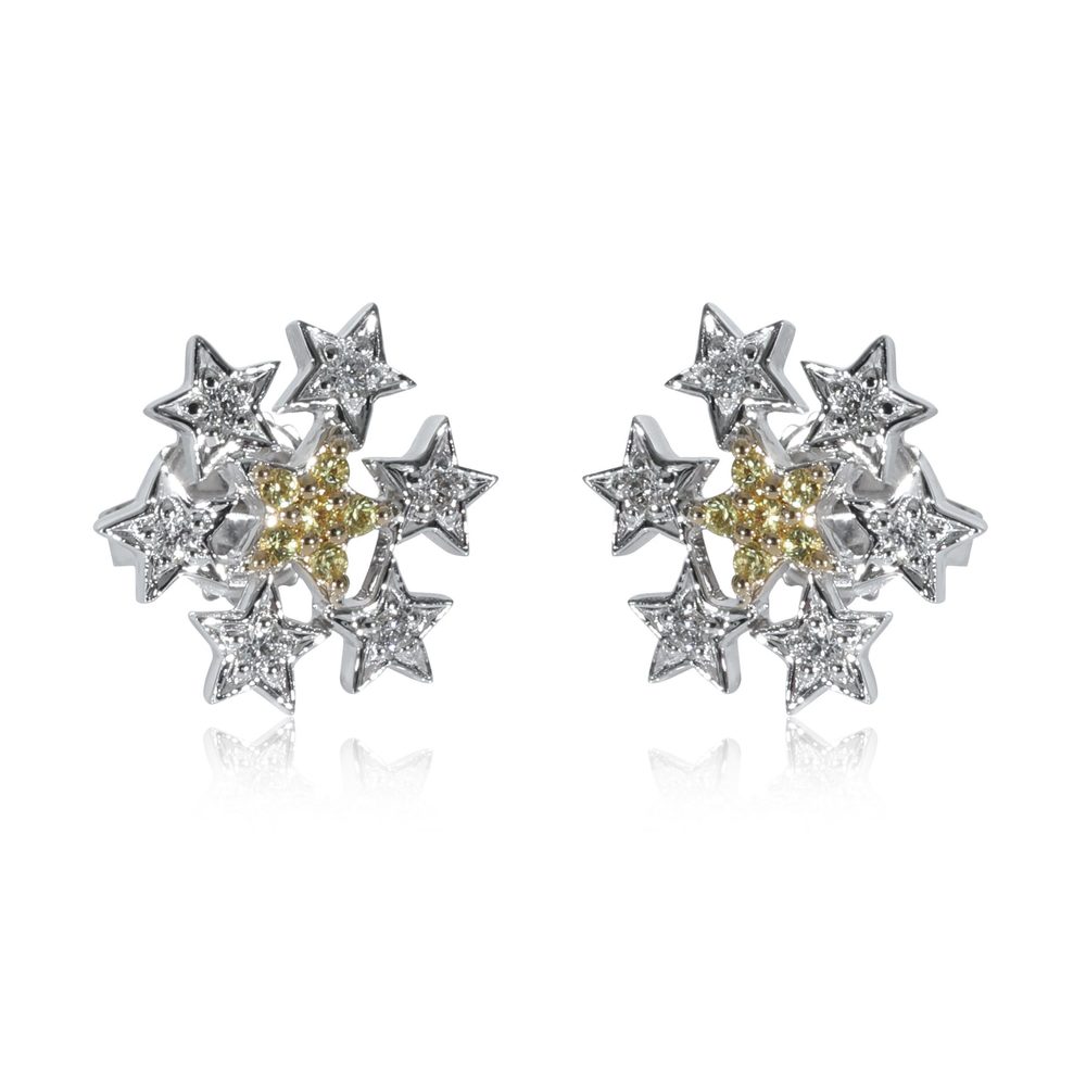 Clyde Duneier Star Earring With Yellow Sapphire & Diamond in 14KT Gold 0.10 CTW